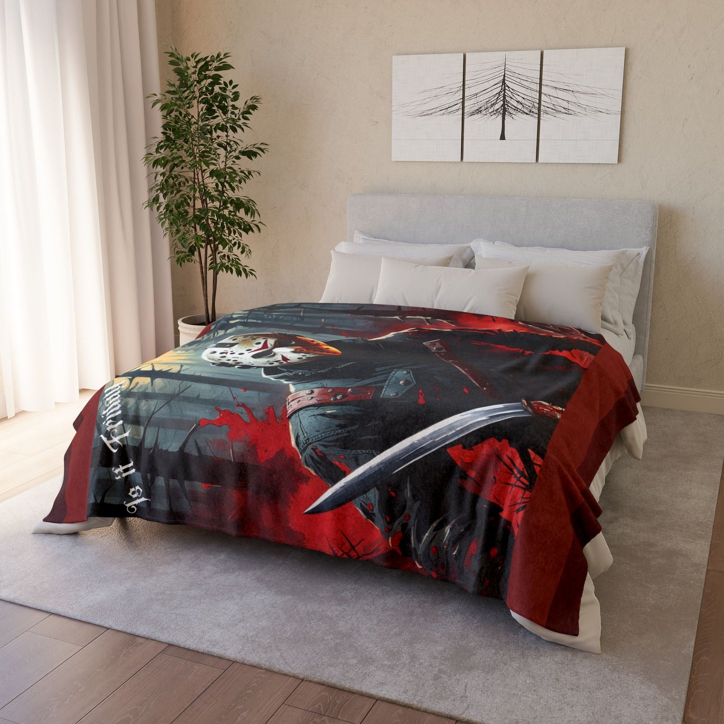 Cozy Horror Blanket, Jason Voorhees Blanket, Spooky Decor Blanket, Horror Fan Gift Blanket, Classic Horror Decor Blanket, Iconic Jason Blanket, Soft Polyester Blanket