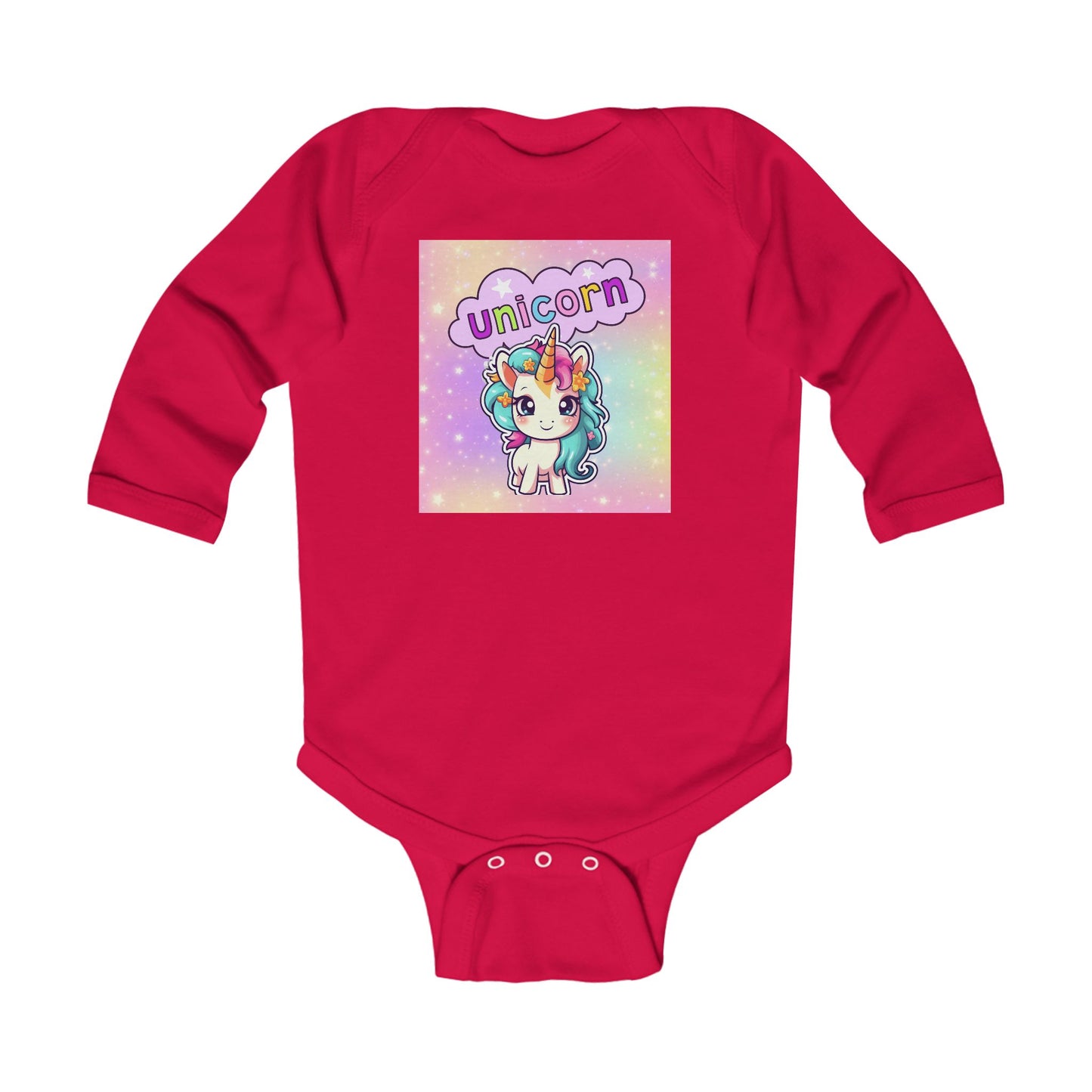 Infant Unicorn Bodysuit Baby, Unicorn Rainbow Onesie, Long Sleeve Baby Graphic Bodysuit, Adorable Unicorn Baby Clothing, Magical Baby Long Sleeve Romper.