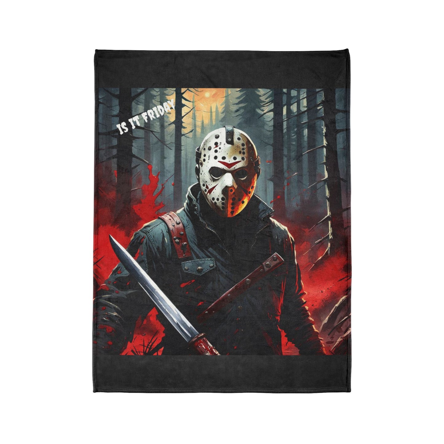 Jason Horror Blanket, Black Horror Blanket, Soft Polyester Blanket, Jason Character Blanket, Horror Movie Blanket, Halloween Decor Blanket, Soft Polyester Blanket, Color Black.