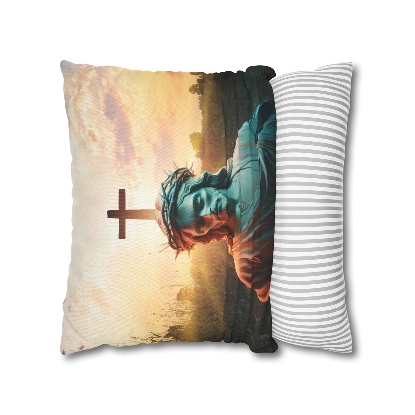 Jesus Square Pillow, Christian Home Decor, Faith-Inspired Pillow, Religious Decor Pillow, Holy Birthday Gift, Jesus Holy Gift, Christmas Gift, Square Pillowcase