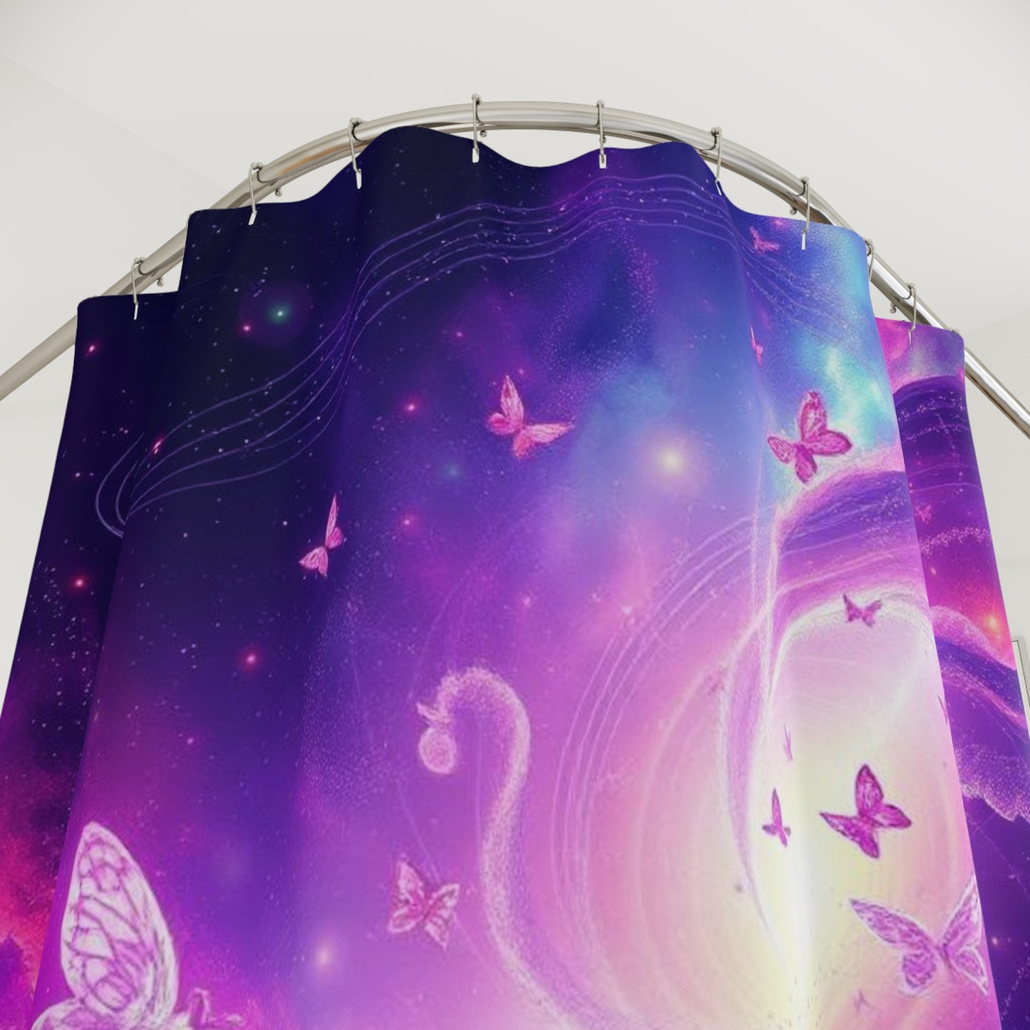 ButterflyShowerCurtain #GalaxyBathroom #CosmicDecor #GalaxyShowerCurtain #WhimsicalBathroom #ButterfliesInSpace #DreamyShowerCurtain #CosmicButterflies #StarryShowerCurtain,Shower Curtains