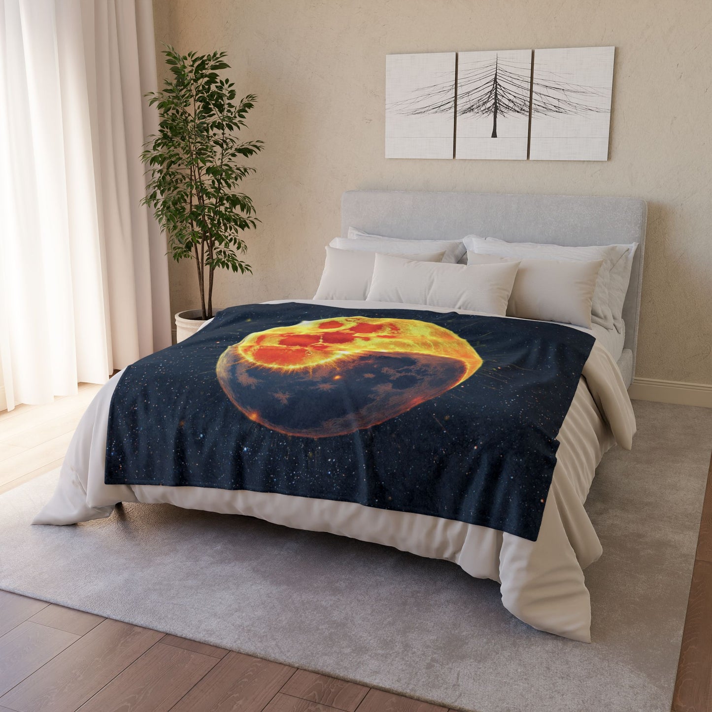 Sun and Moon Blanket, Yin and Yang Blanket, Moon Blanket, Sun blanket, Starry Blanket, Lover of Space Gift, Sun and Moon Lover blanket Gift, Soft Polyester Blanket