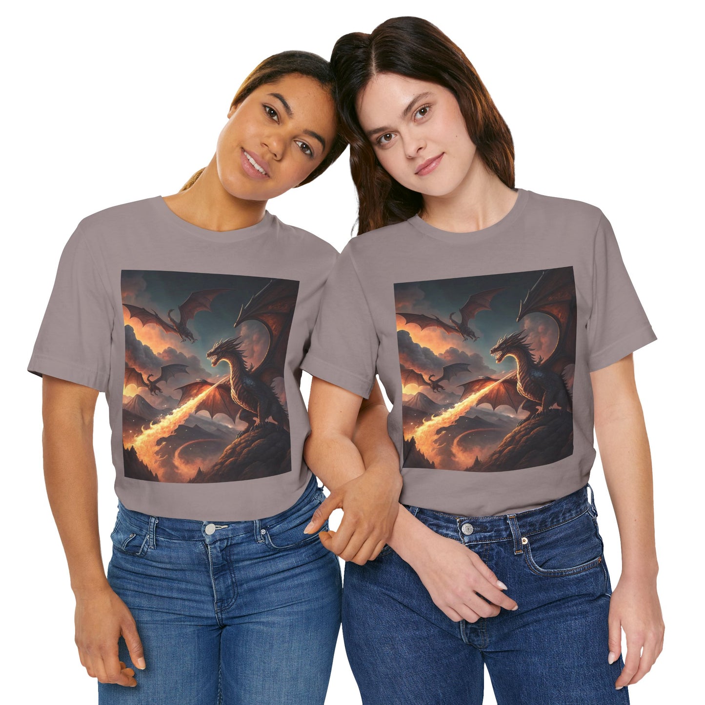 Dragon Graphic T-Shirt, Fire-Breathing Dragon Tee, Fantasy Dragon Shirt Smoky Background, Dragon T-Shirt, Mythical Creature Apparel.