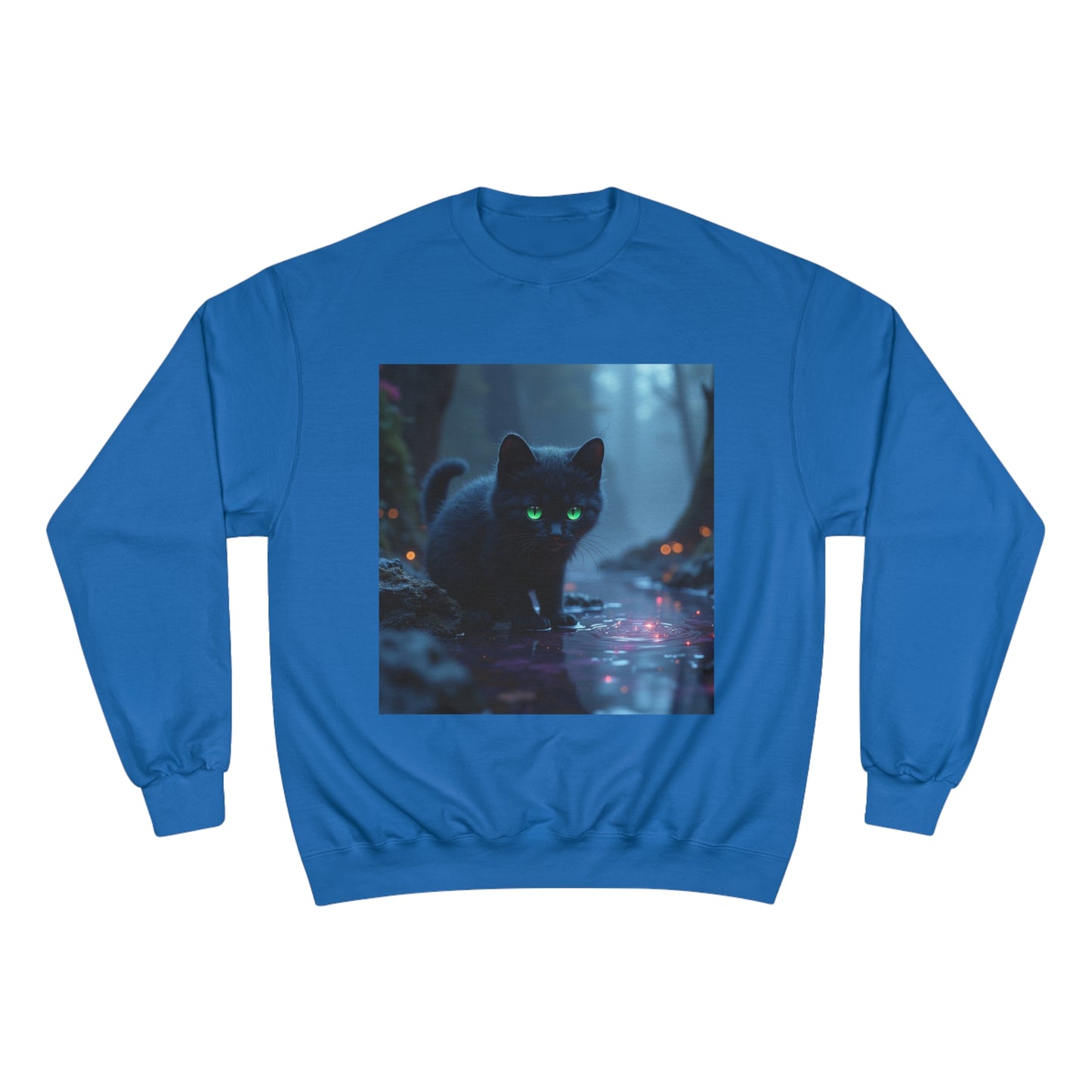 #BlackCatSweatshirt, #CatApparel, #BlackCatMagic, #CatFashion, #MysticalKitty, #FelineFashion, #BlackCatDesign, #WitchyVibes, #CatLoverStyle, #EnchantedCat, Champion Sweatshirt