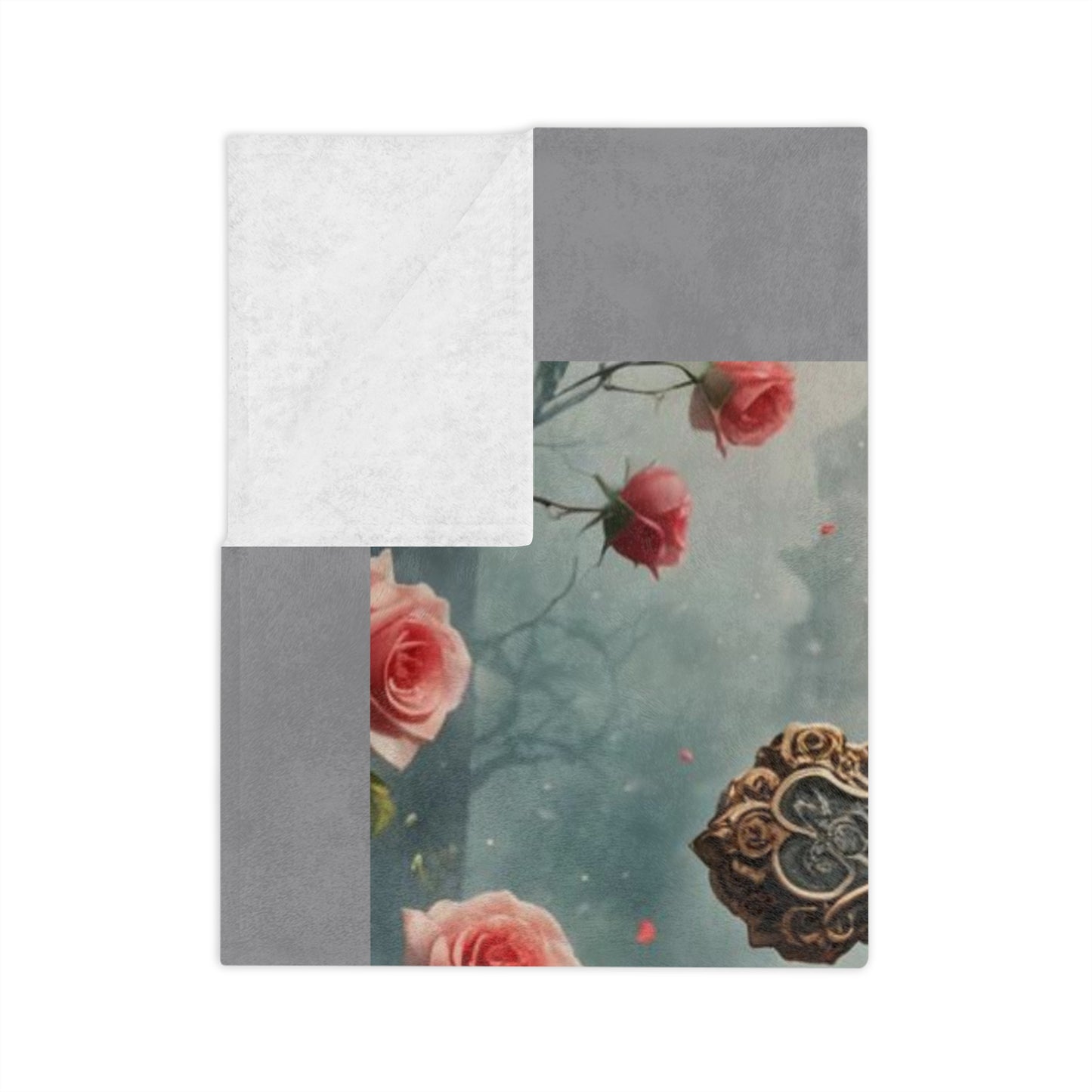 Jesus on the Cross Throw Blanket, Religious Velveteen Blanket, Faith-Inspired Home Décor, Christian Symbolism Blanket, Red Roses and Cross Design Blanket,