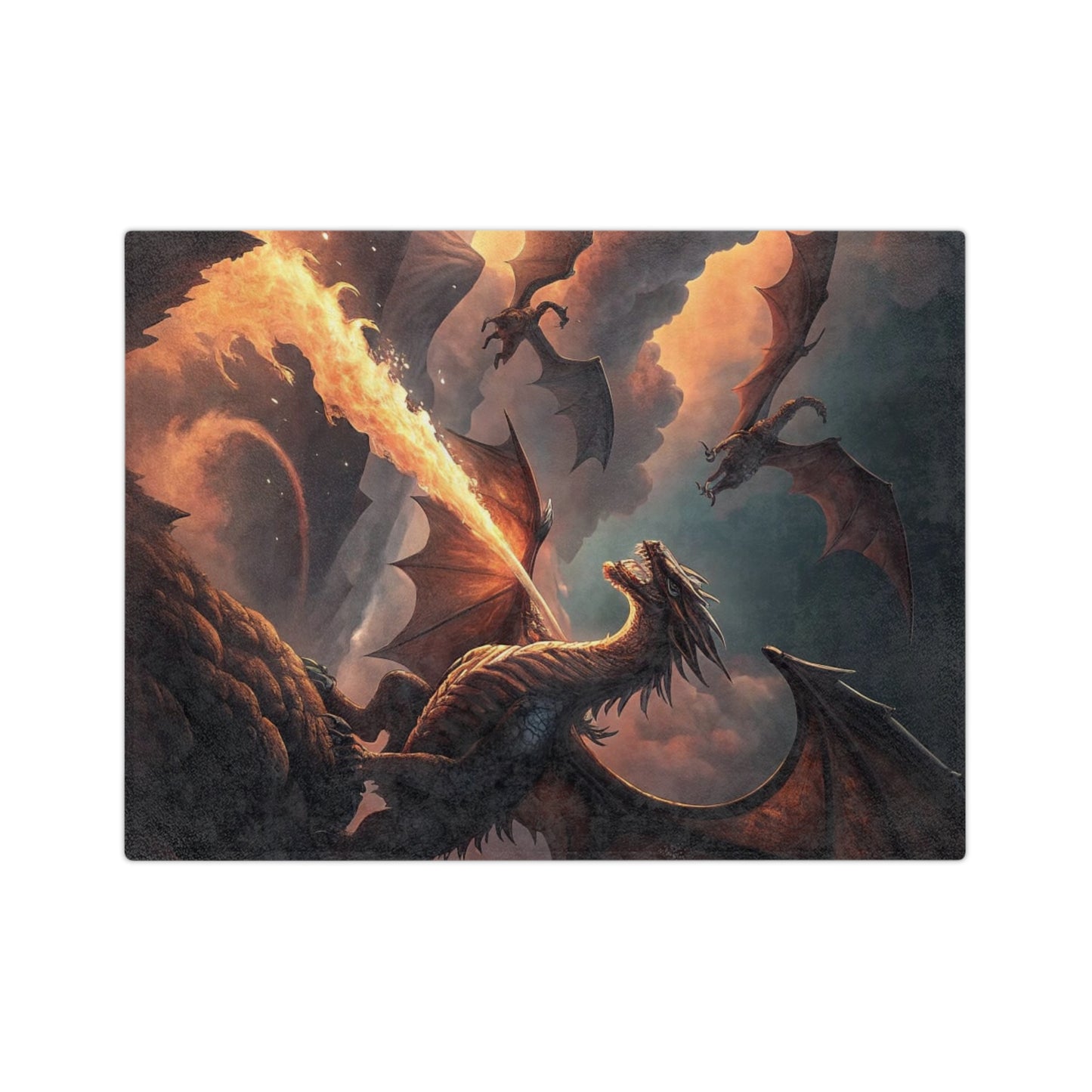 Dragon Blanket, Velveteen Dragon Throw Fantasy-Themed Blanket, Soft Microfiber Dragon Throw, Mythical Creature Home Décor, Fire-Breathing Dragon Blanket.