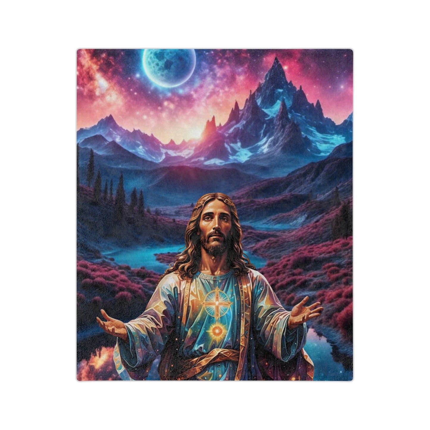 Jesus Blanket, Spiritual Blanket, Religious Gift, Religious Blanket, Jesus Christ Blanket, Galaxy Blanket, Housewarming Gift, Velveteen Microfiber Blanket