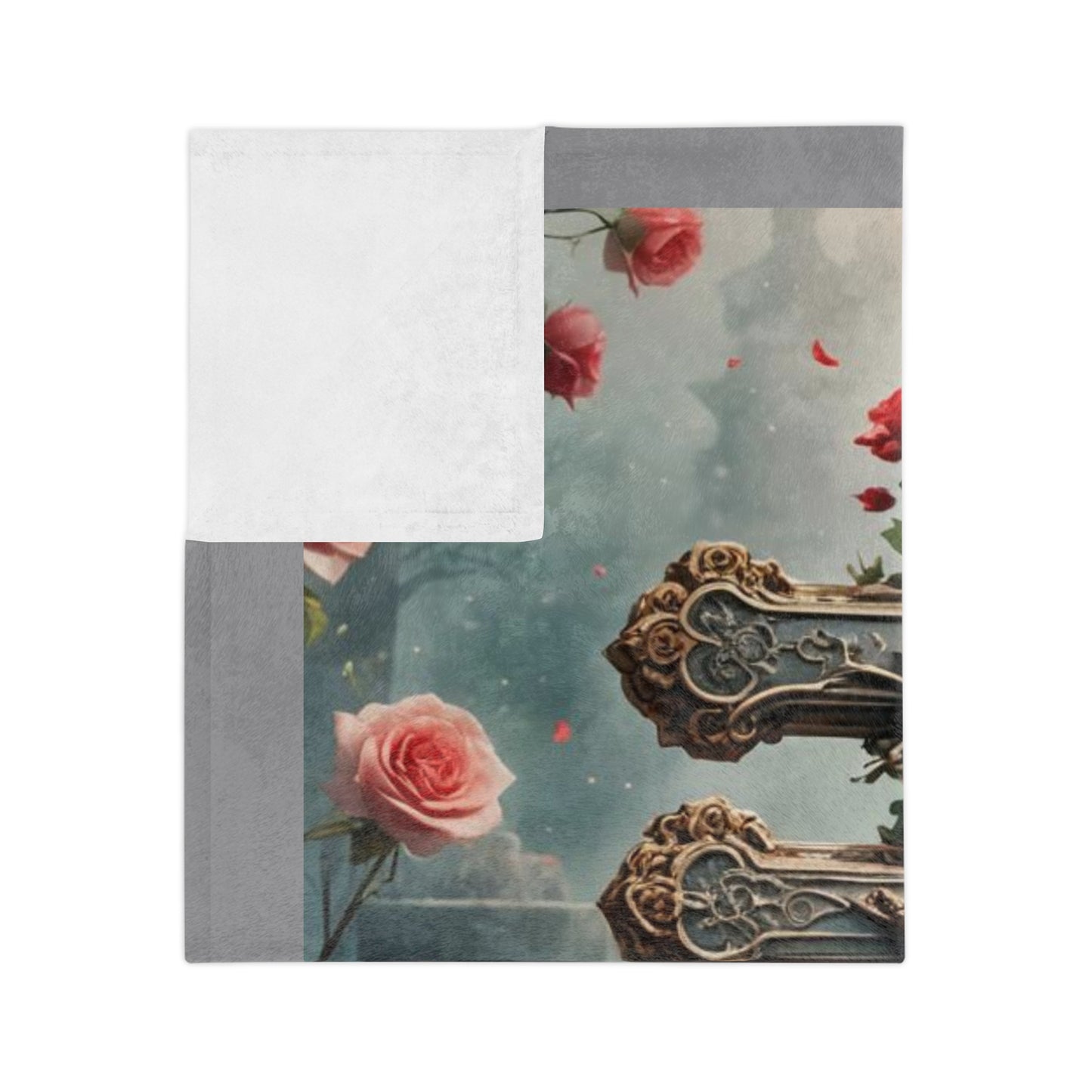 Jesus on the Cross Throw Blanket, Religious Velveteen Blanket, Faith-Inspired Home Décor, Christian Symbolism Blanket, Red Roses and Cross Design Blanket,