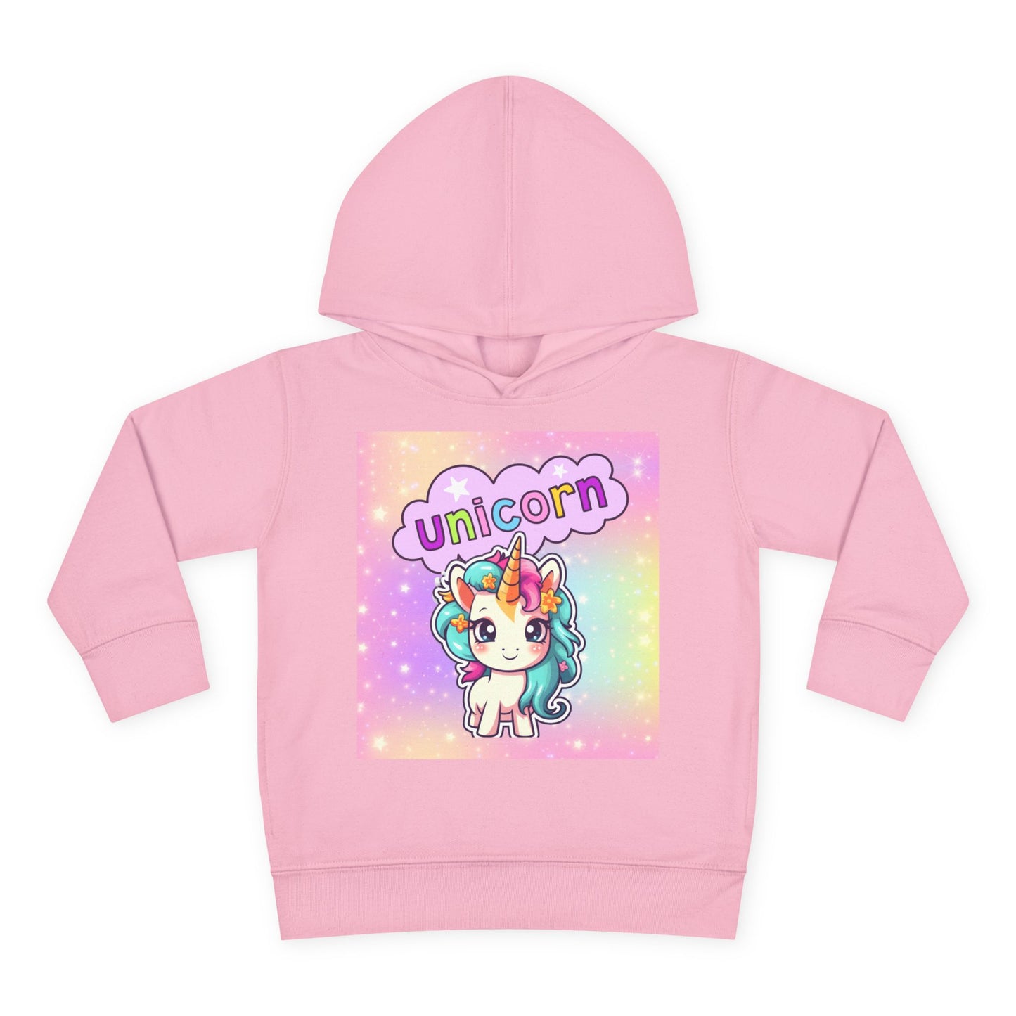 Toddler Unicorn Hoodie, Baby Unicorn Fleece Pullover, Rainbow Background Kids Hoodie, Cozy Toddler Unicorn Sweatshirt, Cute Unicorn Graphic Hoodie.