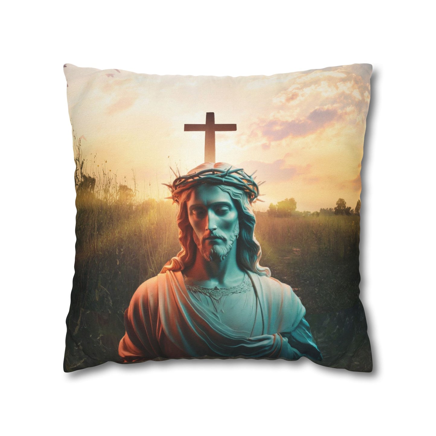 Jesus Square Pillow, Christian Home Decor, Faith-Inspired Pillow, Religious Decor Pillow, Holy Birthday Gift, Jesus Holy Gift, Christmas Gift, Square Pillowcase