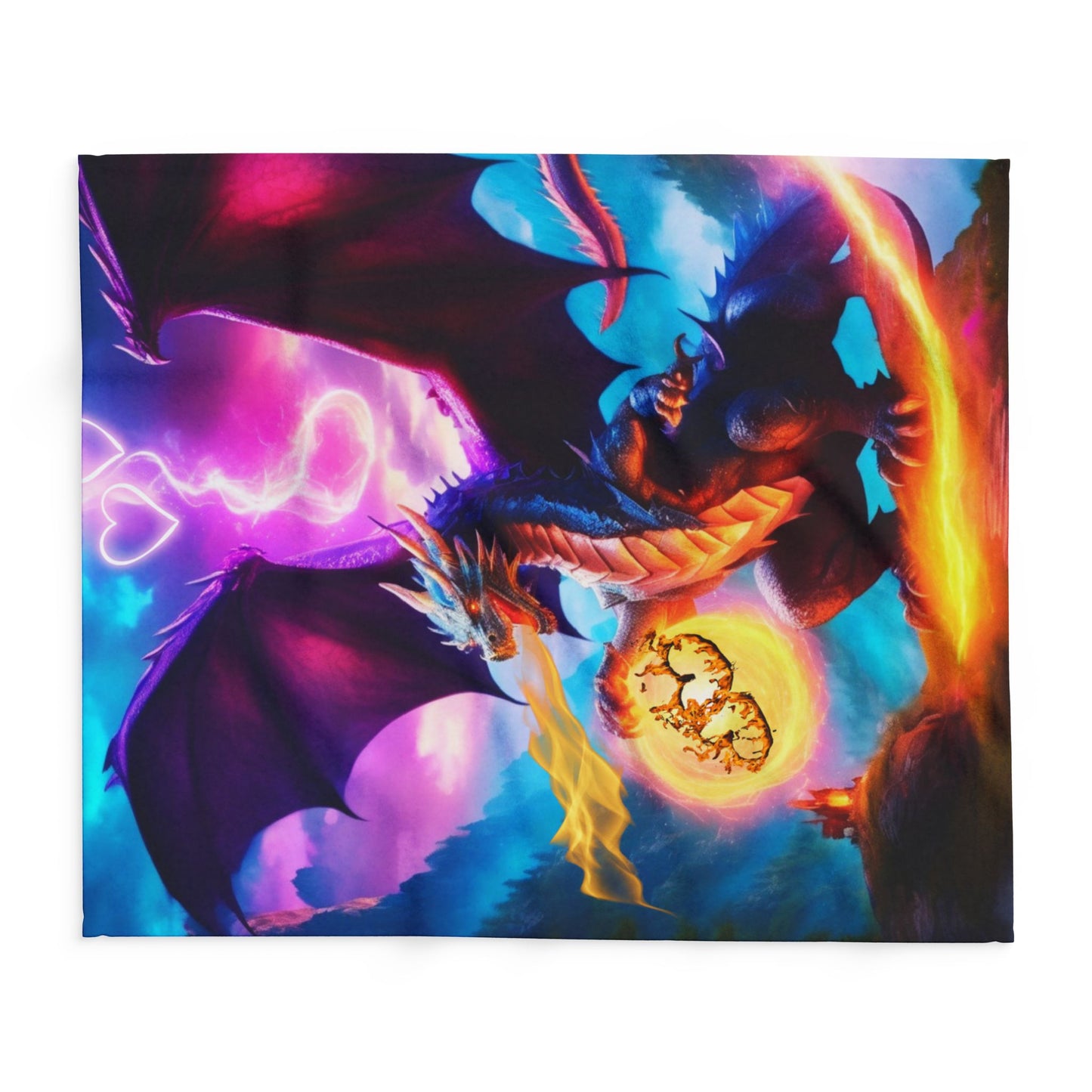 Dragon Throw Blanket, Dragon Fire Blanket, Fire Breathing Dragon Blanket, Dragon Lovers, Lover of Dragons Gift, Gift for Him, Gift for Her, Arctic Fleece Blanket