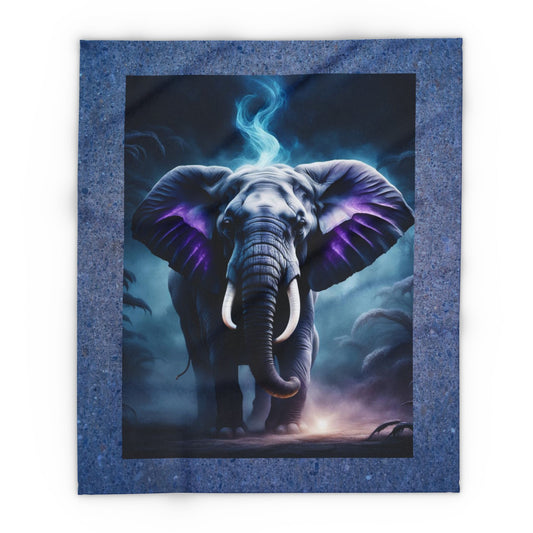 Elephant Fleece Blanket, Wilderness Night Scene Arctic Fleece Throw, Starry Night Blanket Wildlife-Inspired Decor, Majestic Elephant Design.