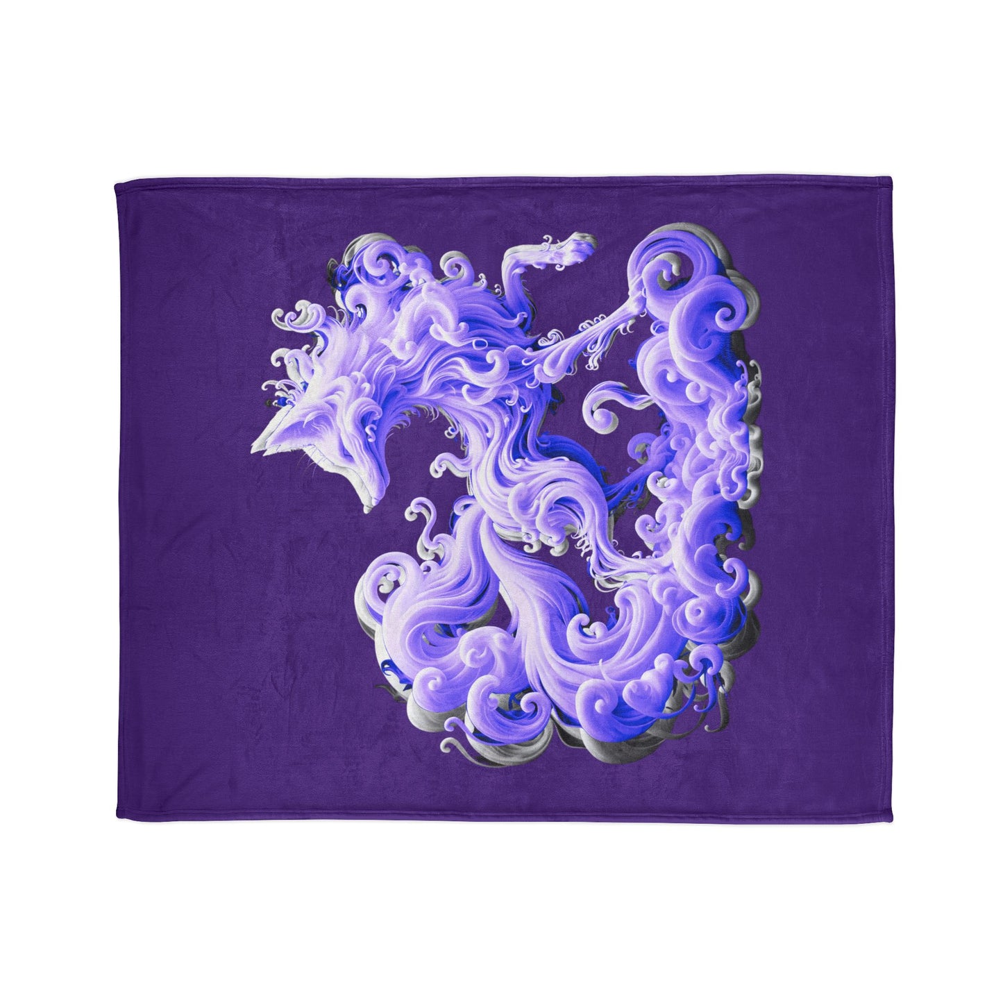 Mystical fox blanket, Swirling smoke design Ethereal animal decor, Cozy magical blanket, Soft Polyester Blanket, Night sky and stars blanket Forest spirit decor, Abstract animal artwork.