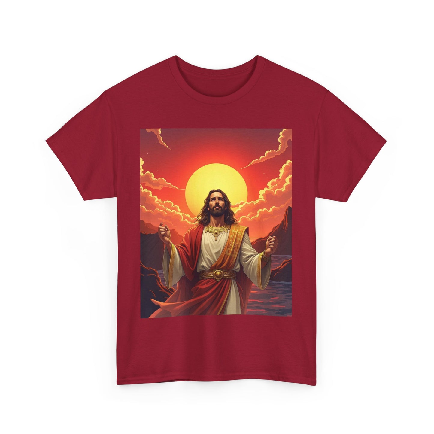 Jesus Sunrise T-shirt, Spiritual Graphic Tee, Christian Apparel, Faith T-shirt with Jesus and Sunrise, Inspirational Jesus Tee, Christmas gift Jesus tee.