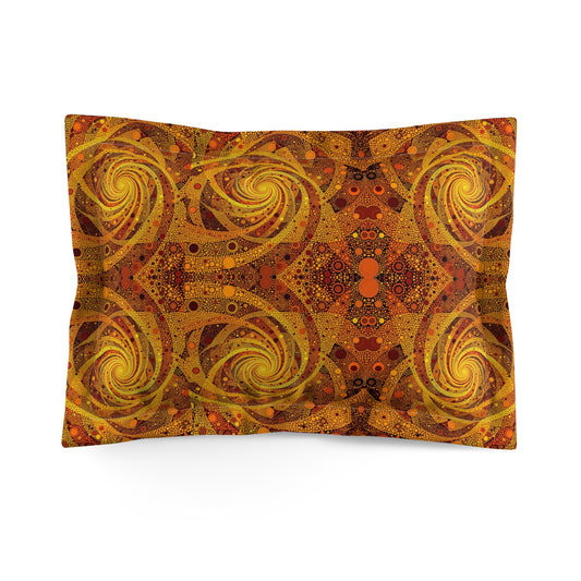 Sunset-Inspired Bedroom Decor, Abstract Swirl Pattern Pillow Covers, Stylish Sunset-Inspired Pillow Covers, Yellow and Orange Swirl Pillow Shams.