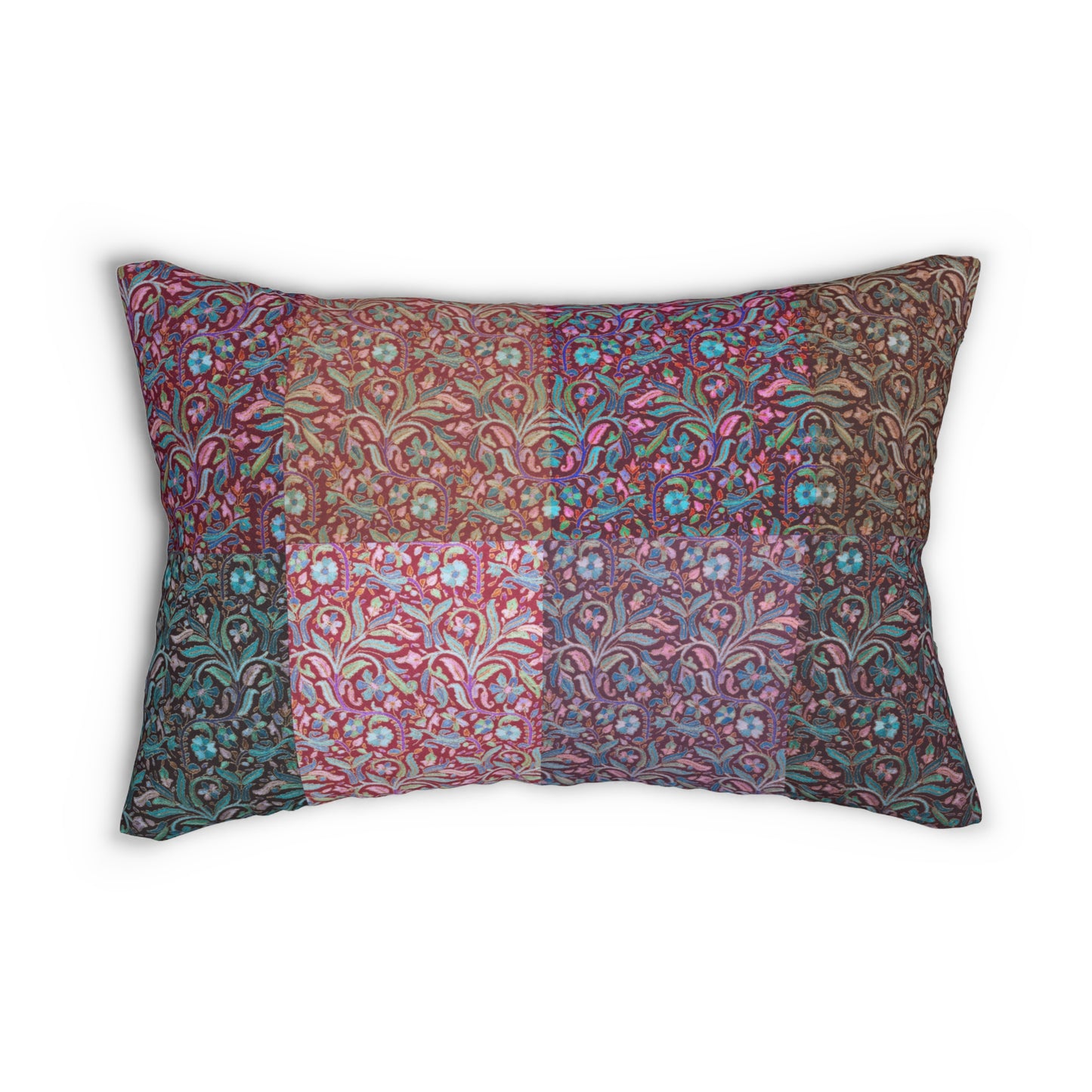 Paisley Lumbar Pillow, Quilted Accent Pillow, Elegant Lumbar Pillow, Paisley Support Pillow, Spun Polyester Lumbar Pillow.