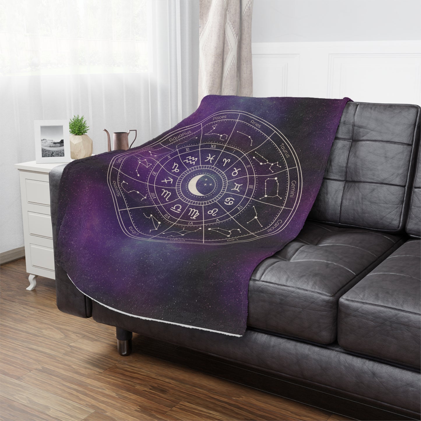 Star Signs Blanket, Birth Chart Throw Blanket, Purple Galaxy Astrology Blanket, Zodiac Symbols Cozy Blanket, Celestial Home Decor Blanket, Microfiber Blanket