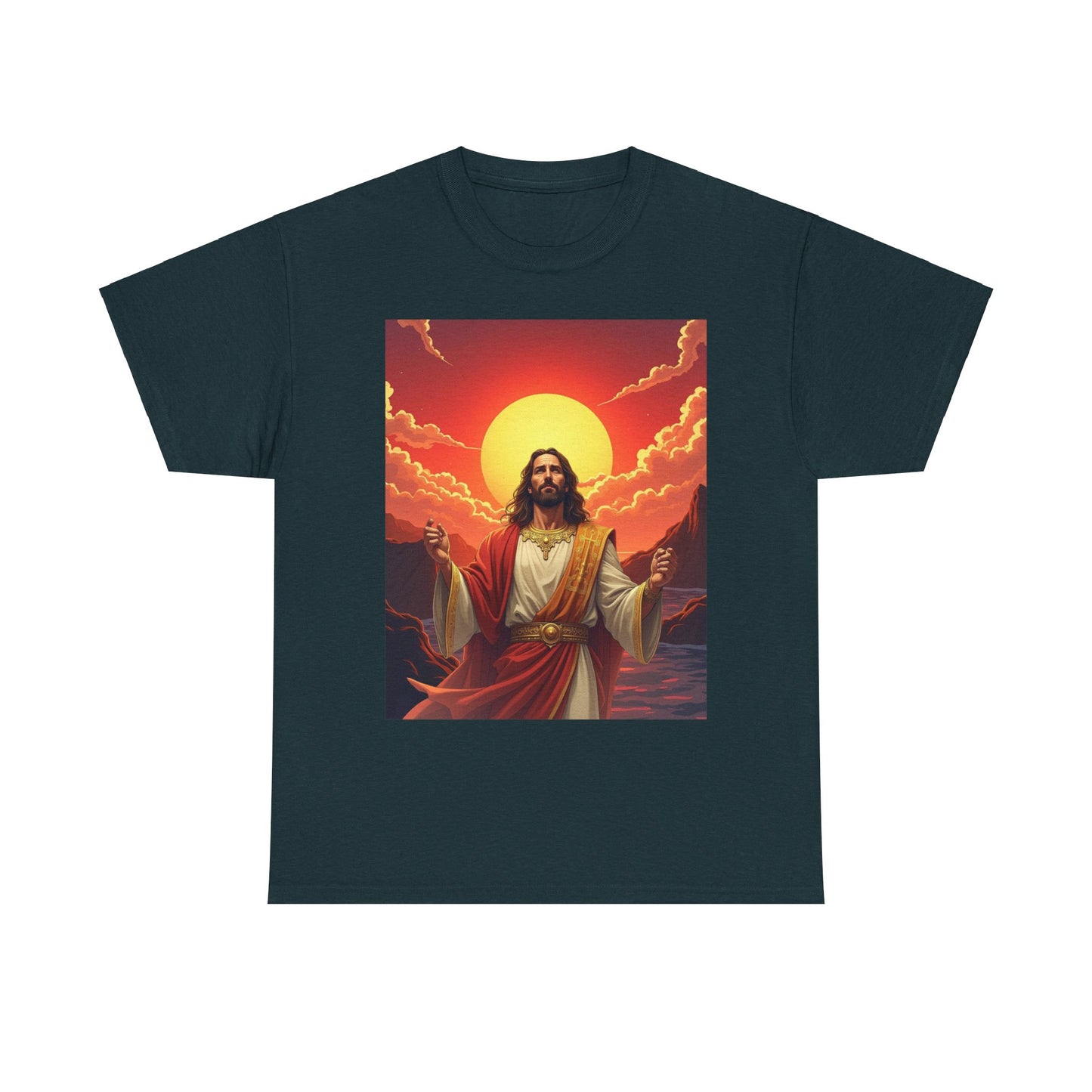 Jesus Sunrise T-shirt, Spiritual Graphic Tee, Christian Apparel, Faith T-shirt with Jesus and Sunrise, Inspirational Jesus Tee, Christmas gift Jesus tee.