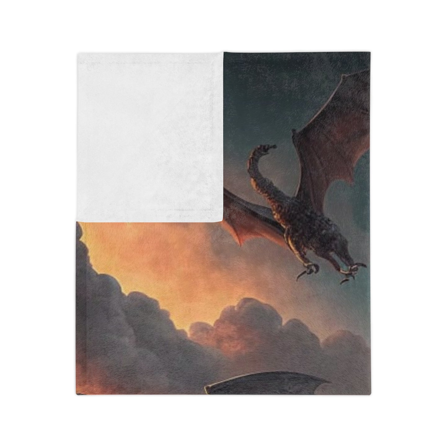 Dragon Blanket, Velveteen Dragon Throw Fantasy-Themed Blanket, Soft Microfiber Dragon Throw, Mythical Creature Home Décor, Fire-Breathing Dragon Blanket.