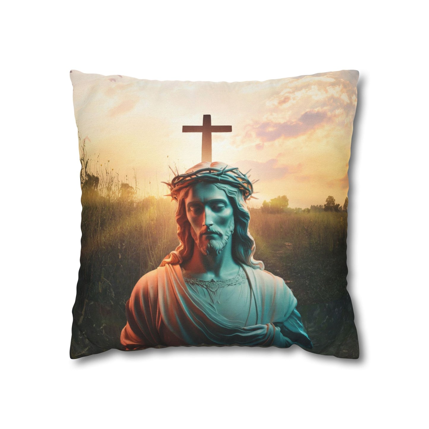 Jesus Square Pillow, Christian Home Decor, Faith-Inspired Pillow, Religious Decor Pillow, Holy Birthday Gift, Jesus Holy Gift, Christmas Gift, Square Pillowcase