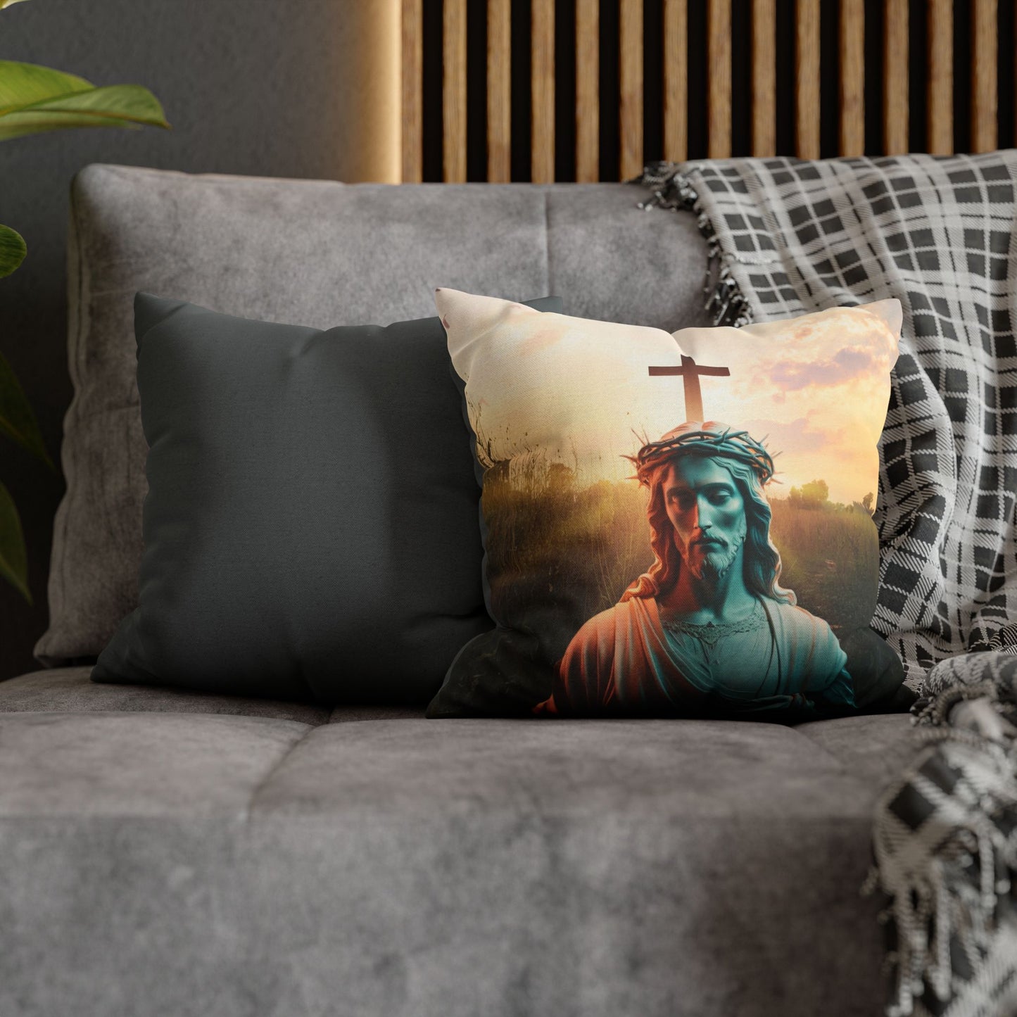 Jesus Square Pillow, Christian Home Decor, Faith-Inspired Pillow, Religious Decor Pillow, Holy Birthday Gift, Jesus Holy Gift, Christmas Gift, Square Pillowcase