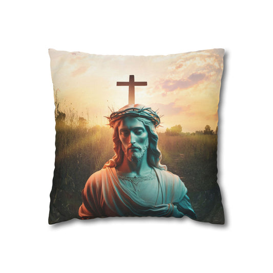 Jesus Square Pillow, Christian Home Decor, Faith-Inspired Pillow, Religious Decor Pillow, Holy Birthday Gift, Jesus Holy Gift, Christmas Gift, Square Pillowcase