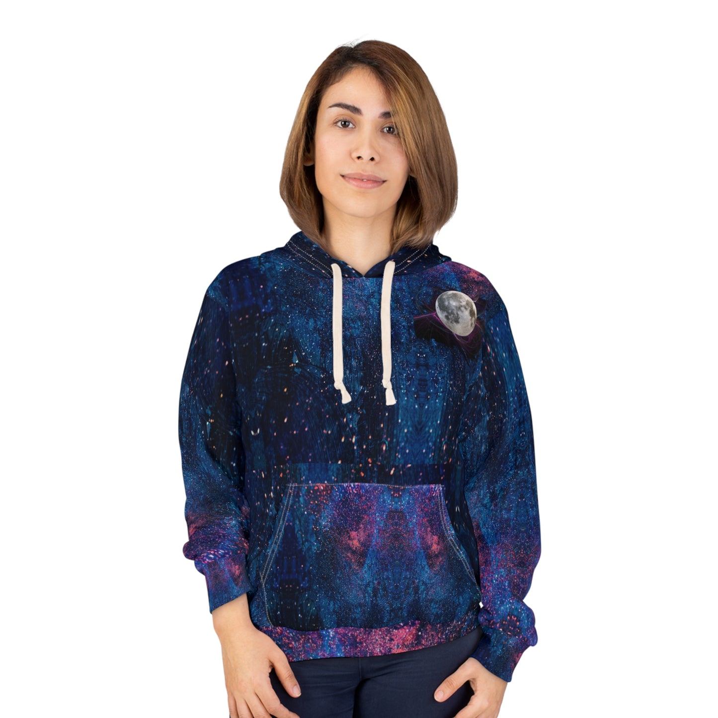 Galaxy Hoodie, Moon Lovers Hoodie, Outerspace Hoodie, warm Hoodie, All over print Hoodie, Mountains Hoodie Outdoor Adventure Hoodie, Unisex Pullover Hoodie (AOP)