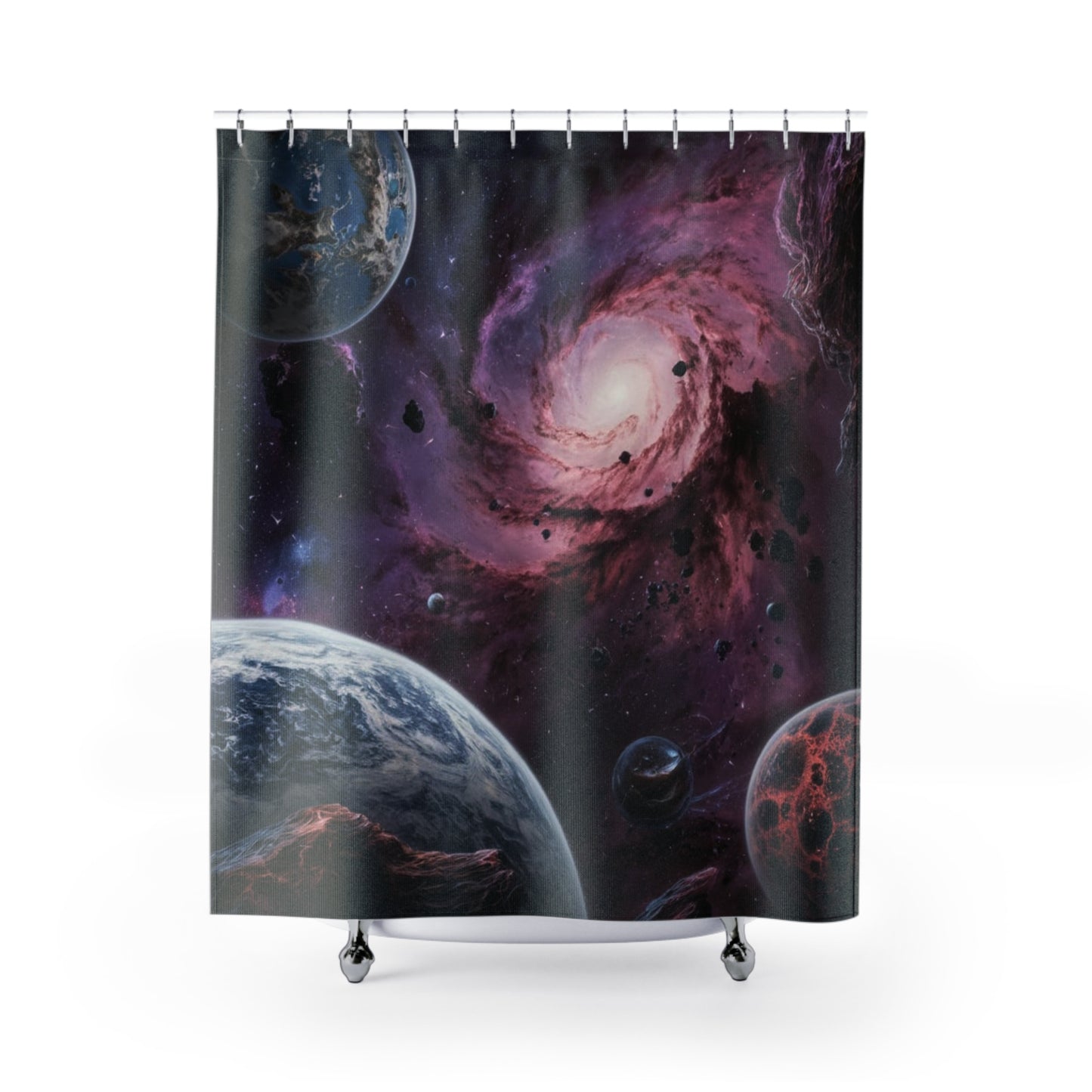 Galaxy Shower Curtain, Planets Bathroom Decor, Outer Space Shower Curtain, Cosmic Bathroom Curtain, Universe Themed Shower Curtain, Shower Curtains