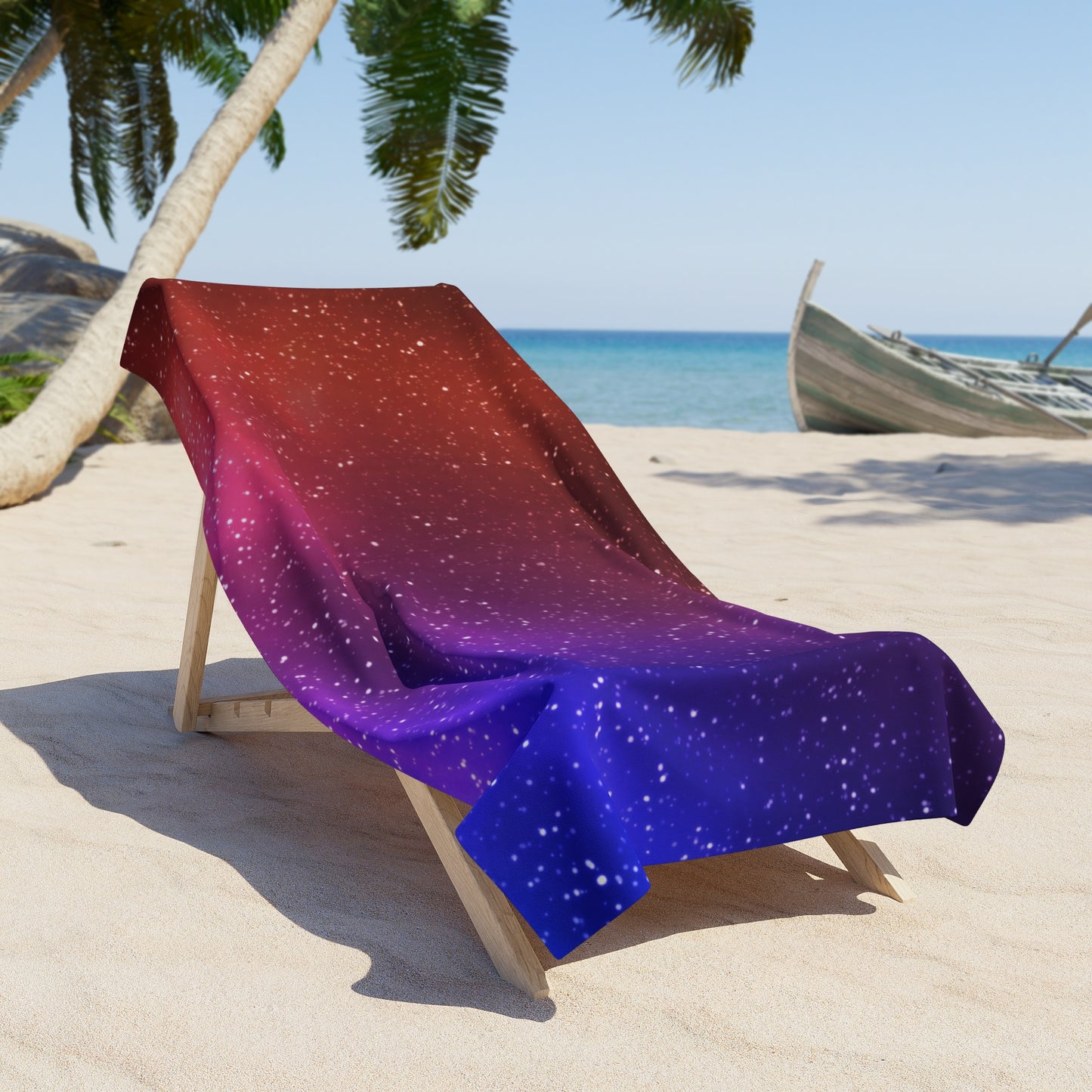 Galaxy Beach Towel, Red and Purple Beach Towel, Cosmic Night Sky Towel, Galaxy Inspired Towel, Space-Themed Beach Towel.