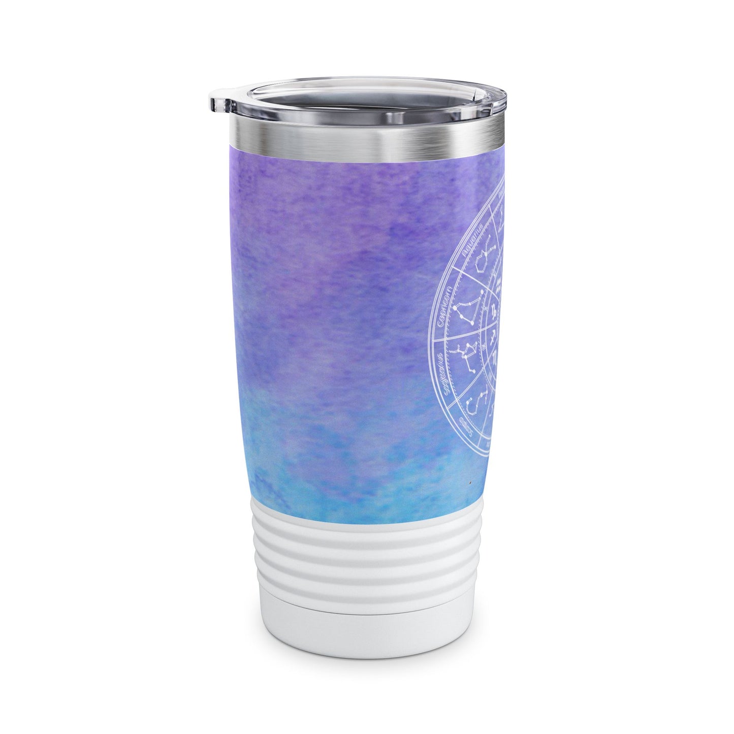 Birth Sign Star Chart Tumbler, Light Blue and Purple Travel Mug, Astrology Ringneck Tumbler Celestial 20oz, Zodiac Chart Stainless Steel Tumbler.