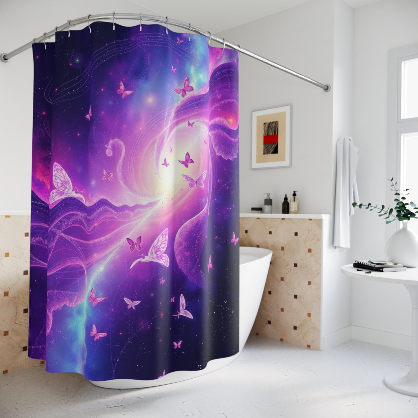 ButterflyShowerCurtain #GalaxyBathroom #CosmicDecor #GalaxyShowerCurtain #WhimsicalBathroom #ButterfliesInSpace #DreamyShowerCurtain #CosmicButterflies #StarryShowerCurtain,Shower Curtains