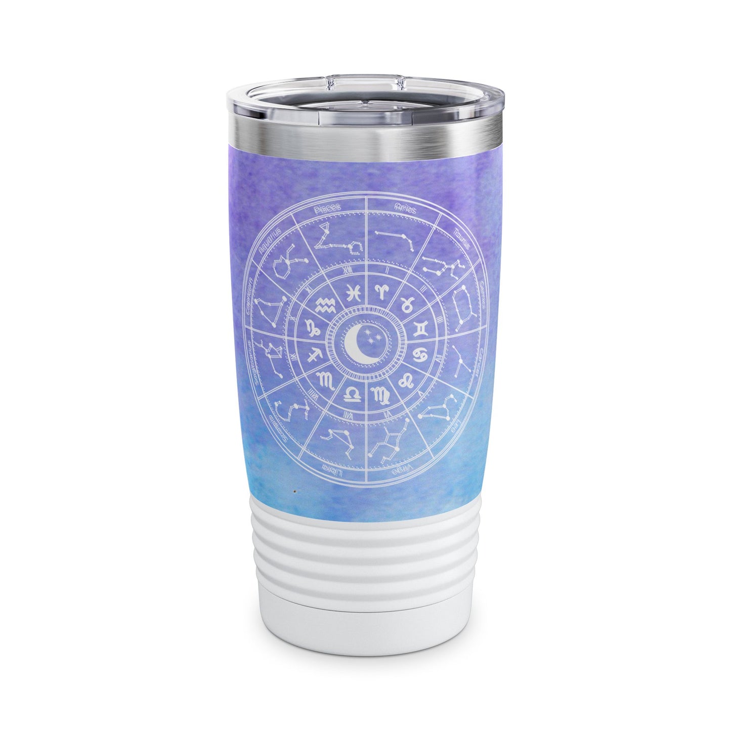 Birth Sign Star Chart Tumbler, Light Blue and Purple Travel Mug, Astrology Ringneck Tumbler Celestial 20oz, Zodiac Chart Stainless Steel Tumbler.