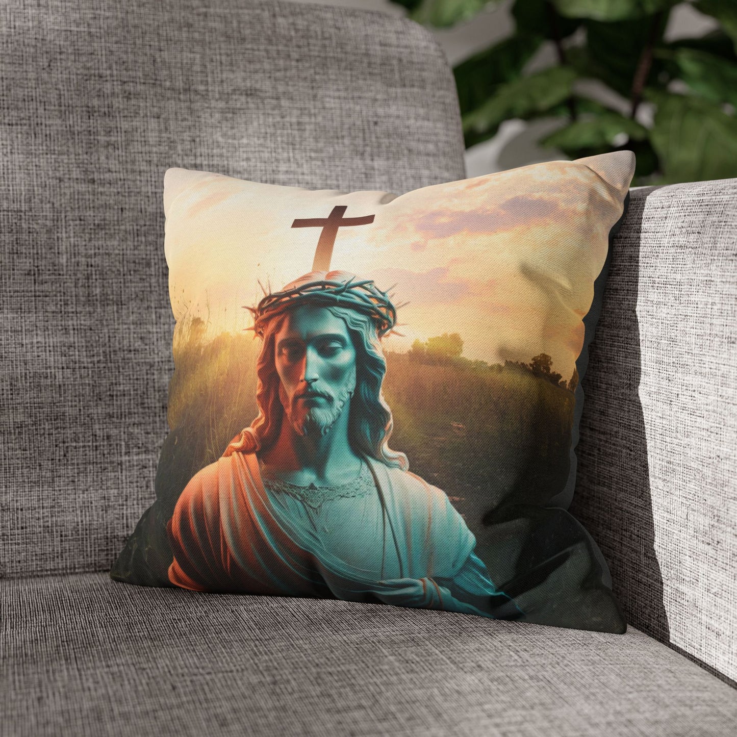 Jesus Square Pillow, Christian Home Decor, Faith-Inspired Pillow, Religious Decor Pillow, Holy Birthday Gift, Jesus Holy Gift, Christmas Gift, Square Pillowcase