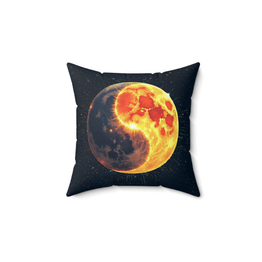 Sun and Moon pillow, Yin and Yang Pillow, Moon Pillow, Sun Pillow, Starry Pillow, Lover of Space Gift, Sun and Moon Lover Pillow Gift, Faux Suede Square Pillow