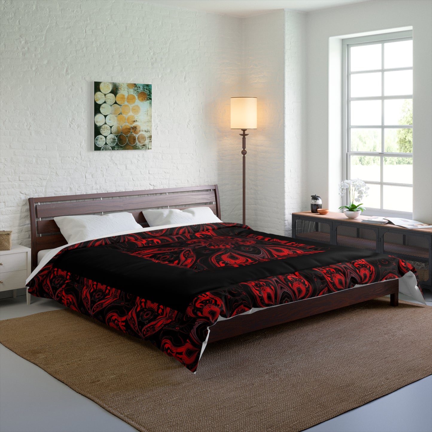 #RedAndBlackComforter #QueenSizeComforter #BoldBedroomDesign #LuxuryBedding #ModernComforter #StylishBedding #ElegantBedroom #QueenBedSet #SophisticatedBedding #BoldAndCozy #RedAndBlackDecor.