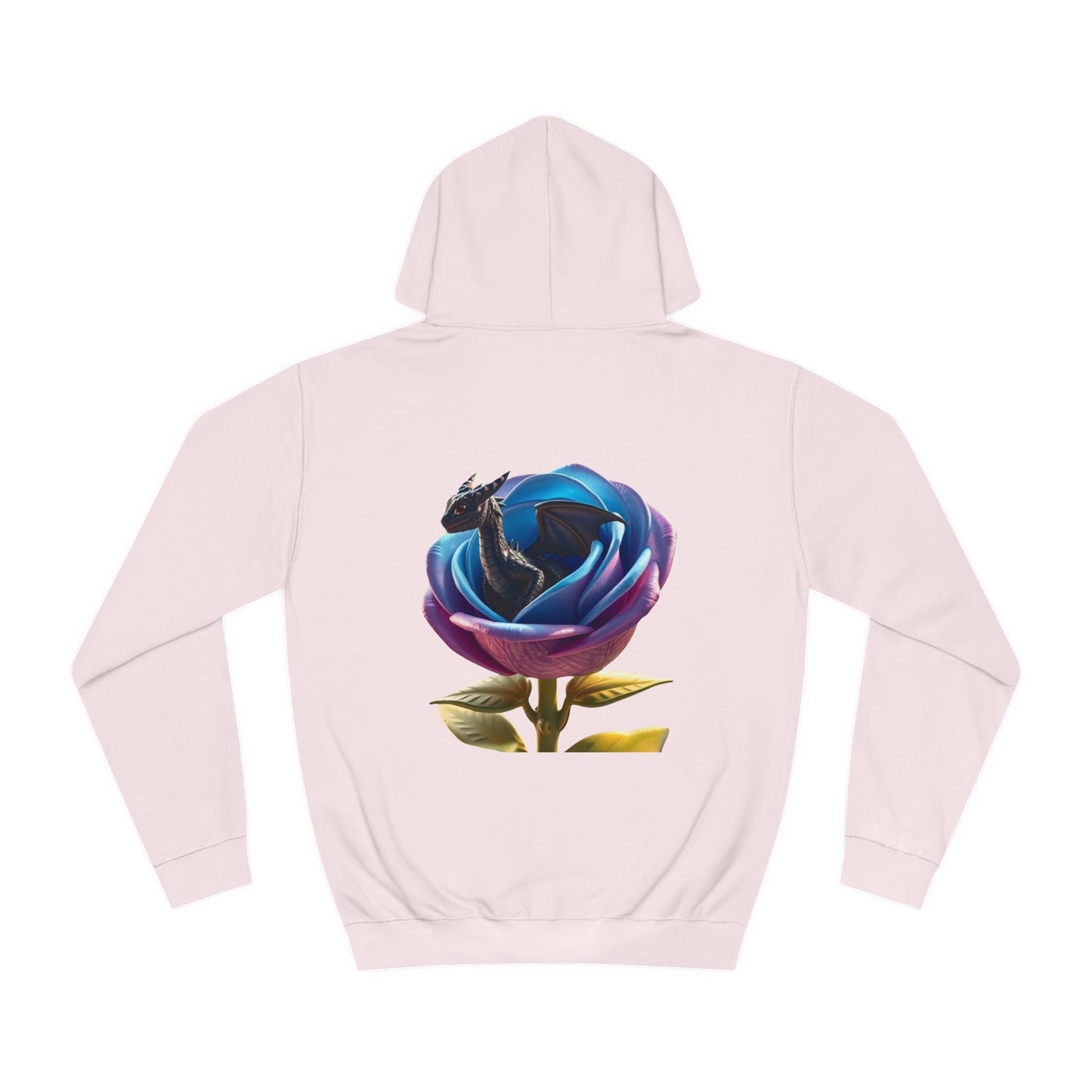 Baby Dragon Hoodie, Colorful Rose and Dragon Hooded, Sweatshirt Fantasy Graphic Hoodie, Vibrant Rose and Dragon Design Hoodie.