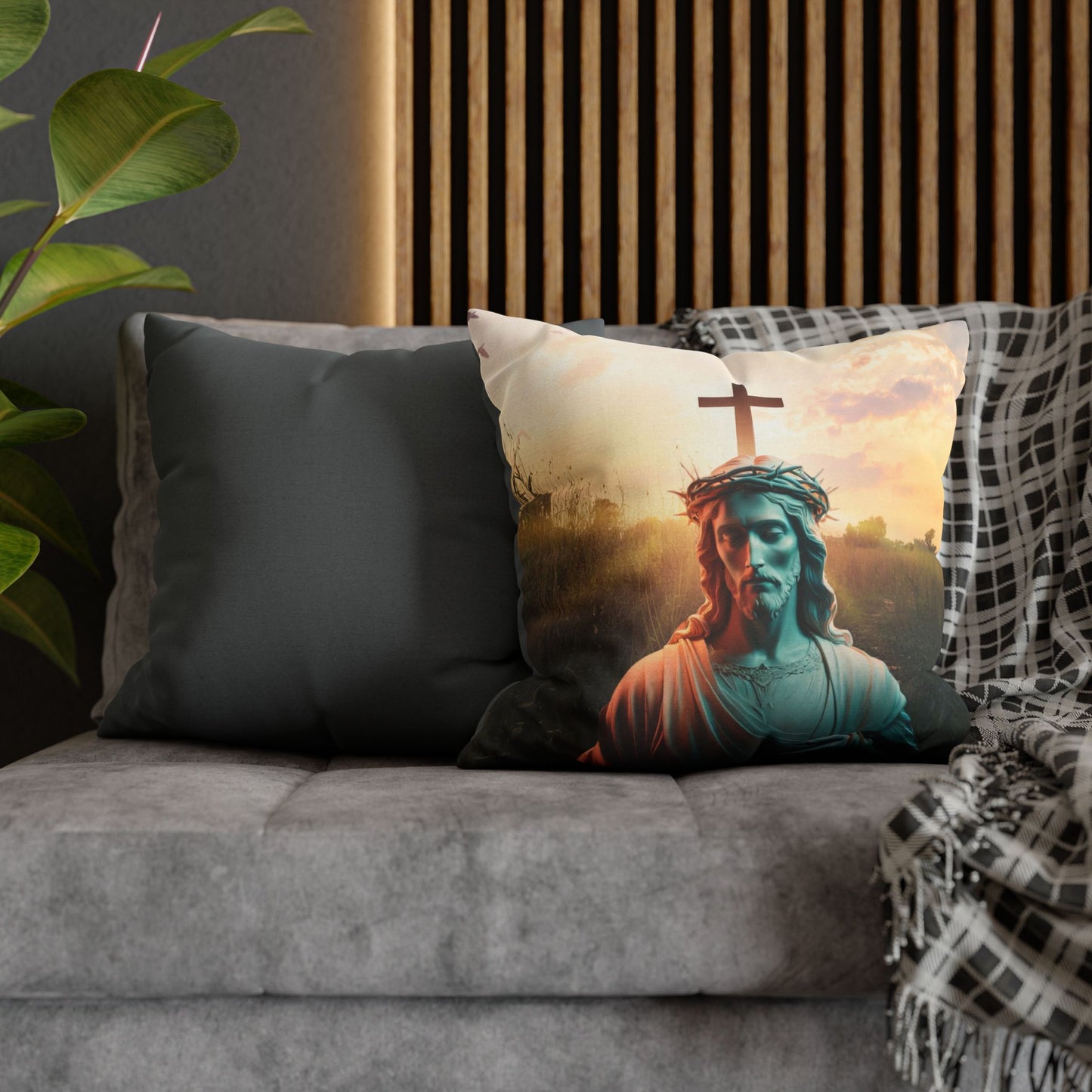 Jesus Square Pillow, Christian Home Decor, Faith-Inspired Pillow, Religious Decor Pillow, Holy Birthday Gift, Jesus Holy Gift, Christmas Gift, Square Pillowcase