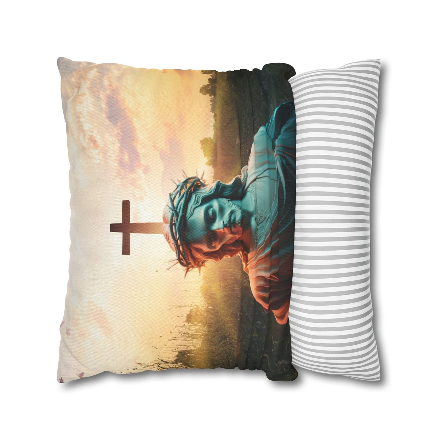 Jesus Square Pillow, Christian Home Decor, Faith-Inspired Pillow, Religious Decor Pillow, Holy Birthday Gift, Jesus Holy Gift, Christmas Gift, Square Pillowcase