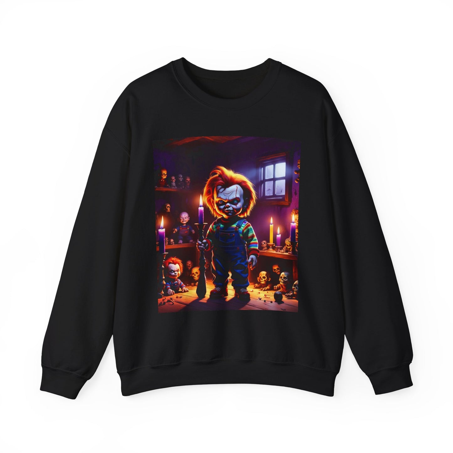 Horror movie Sweatshirt, Chucky Sweatshirt, Scary Film Sweatshirt, Halloween Gift, Gift for Her, Gift for Him, Scary movie Sweatshirt, Unisex Heavy Blend™ Crewneck Sweatshirt