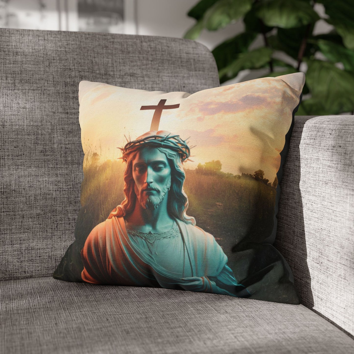 Jesus Square Pillow, Christian Home Decor, Faith-Inspired Pillow, Religious Decor Pillow, Holy Birthday Gift, Jesus Holy Gift, Christmas Gift, Square Pillowcase