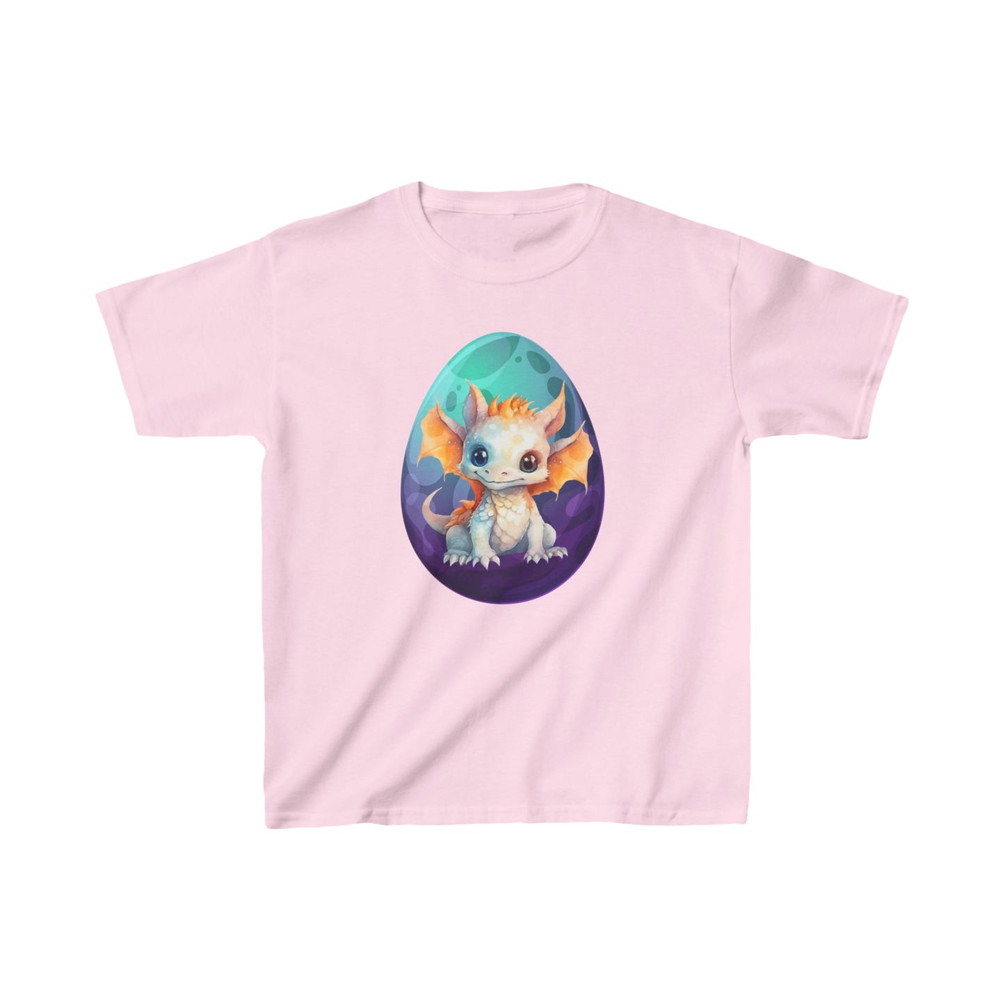 Dino Busting Out of Egg Tee, Kids Turquoise and Purple Dinosaur T-Shirt, Fun Kids Heavy Cotton Shirt, Dinosaur Graphic Tee for Kids, Bold and Colorful Kids T-Shirt, Kids Heavy Cotton™ Tee