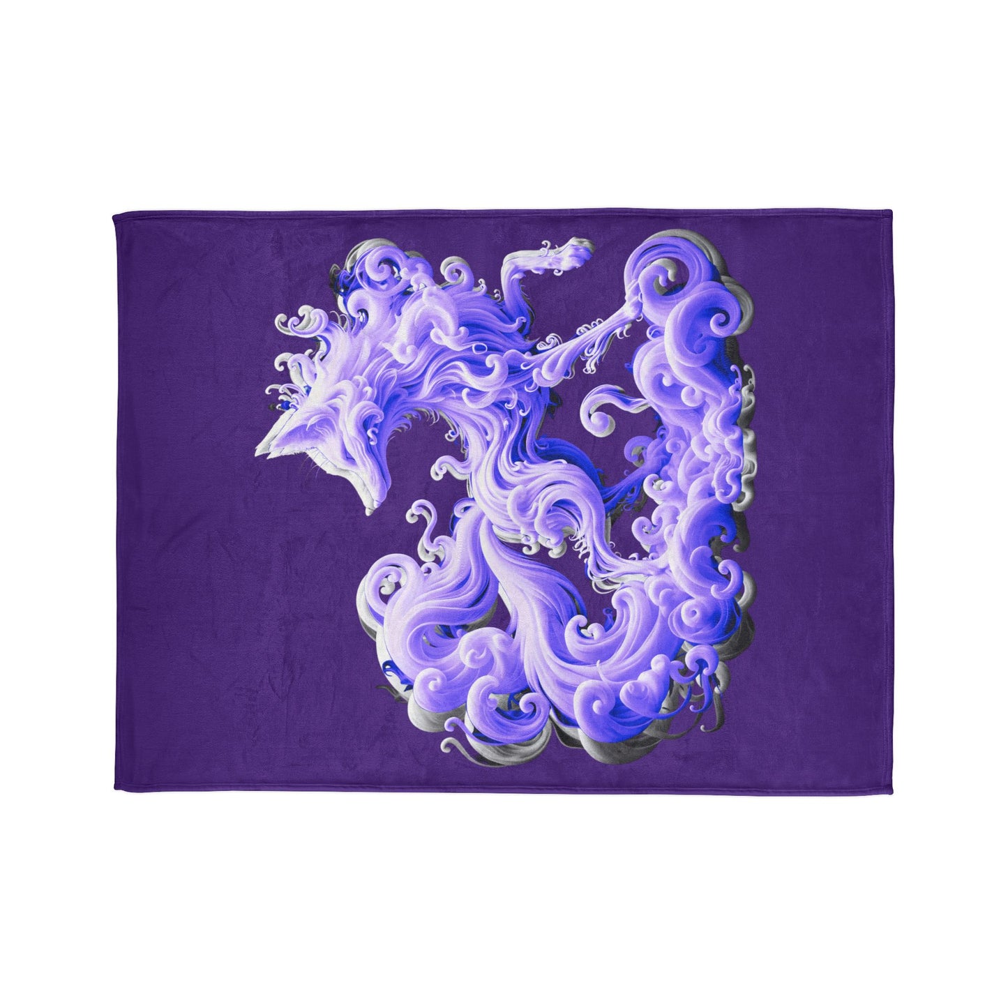 Mystical fox blanket, Swirling smoke design Ethereal animal decor, Cozy magical blanket, Soft Polyester Blanket, Night sky and stars blanket Forest spirit decor, Abstract animal artwork.