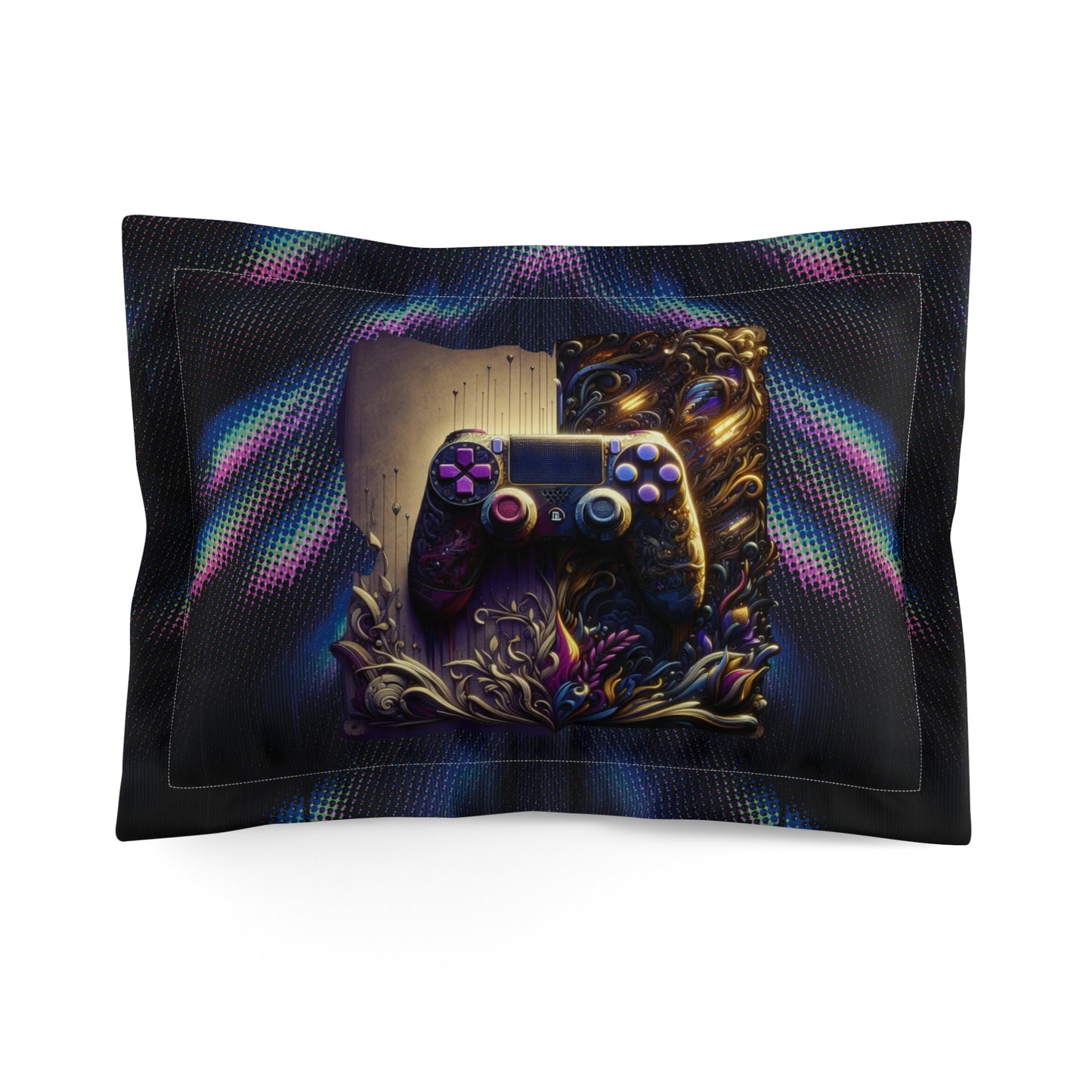 Sony Game Controller Pillow Sham, Digital Rainbow Pillow Sham, Gaming-Themed Bedroom Decor, PlayStation Pillow Sham, Rainbow Gaming Pillow, Gamer Home Decor, Video Game Lovers Gift.