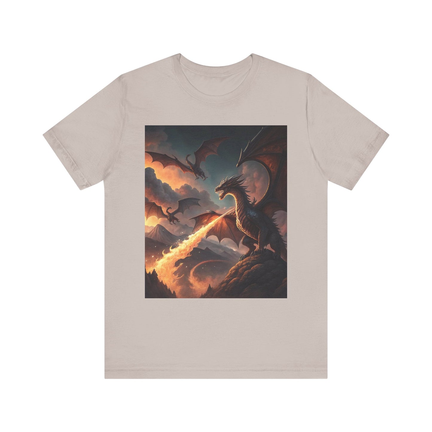 Dragon Graphic T-Shirt, Fire-Breathing Dragon Tee, Fantasy Dragon Shirt Smoky Background, Dragon T-Shirt, Mythical Creature Apparel.