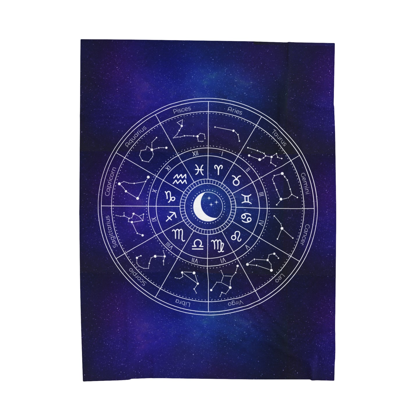 Star Signs Plush Blanket, Blue Galaxy Zodiac Throw Blanket, Velveteen Astrology Blanket, Zodiac Birth Chart Blanket. Birthday zodiac blanket gift.