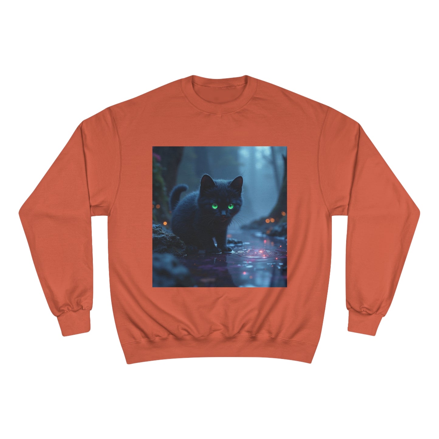 #BlackCatSweatshirt, #CatApparel, #BlackCatMagic, #CatFashion, #MysticalKitty, #FelineFashion, #BlackCatDesign, #WitchyVibes, #CatLoverStyle, #EnchantedCat, Champion Sweatshirt