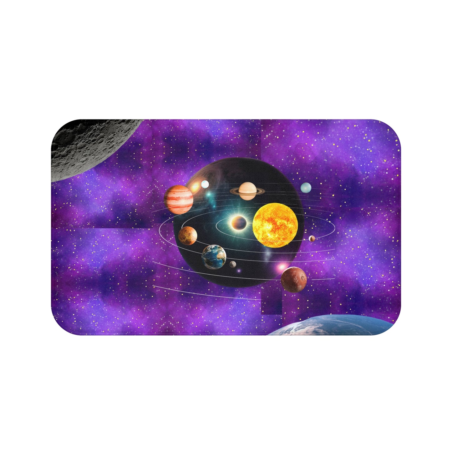 Planets Bathmat, Outer Space Shower Mat, Cosmic Bathroom Decor, Space-Themed Bathmat, Solar System Bathroom Accessories, Housewarming Gift.