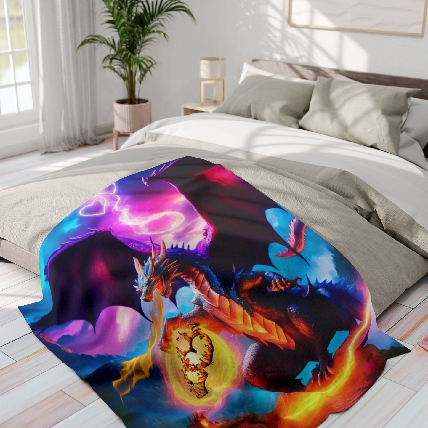 Dragon Throw Blanket, Dragon Fire Blanket, Fire Breathing Dragon Blanket, Dragon Lovers, Lover of Dragons Gift, Gift for Him, Gift for Her, Arctic Fleece Blanket