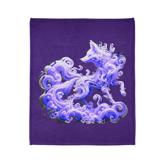 Mystical fox blanket, Swirling smoke design Ethereal animal decor, Cozy magical blanket, Soft Polyester Blanket, Night sky and stars blanket Forest spirit decor, Abstract animal artwork.