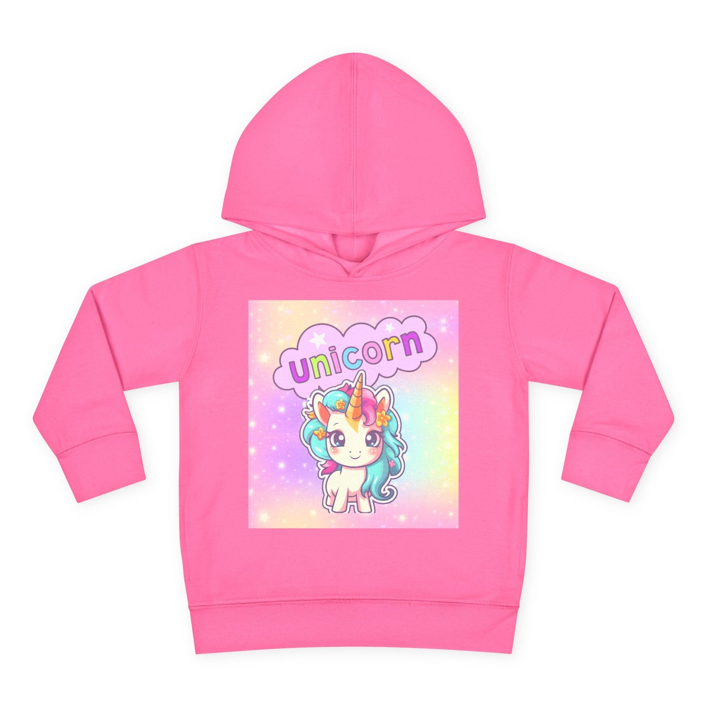 Toddler Unicorn Hoodie, Baby Unicorn Fleece Pullover, Rainbow Background Kids Hoodie, Cozy Toddler Unicorn Sweatshirt, Cute Unicorn Graphic Hoodie.